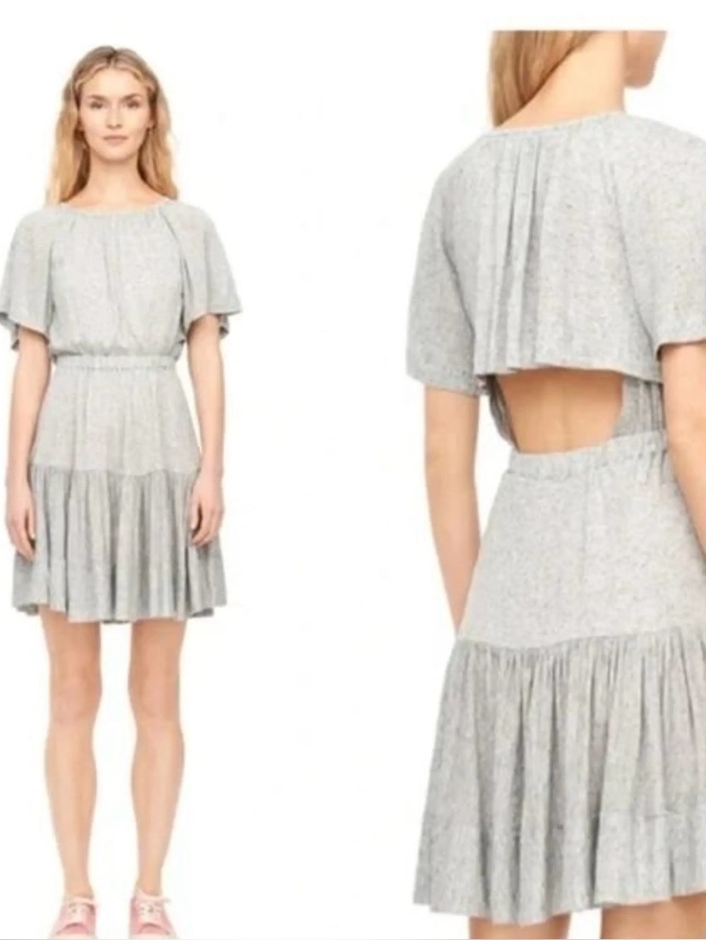 Rebecca Taylor women’s gray open back short sleeve dress size small